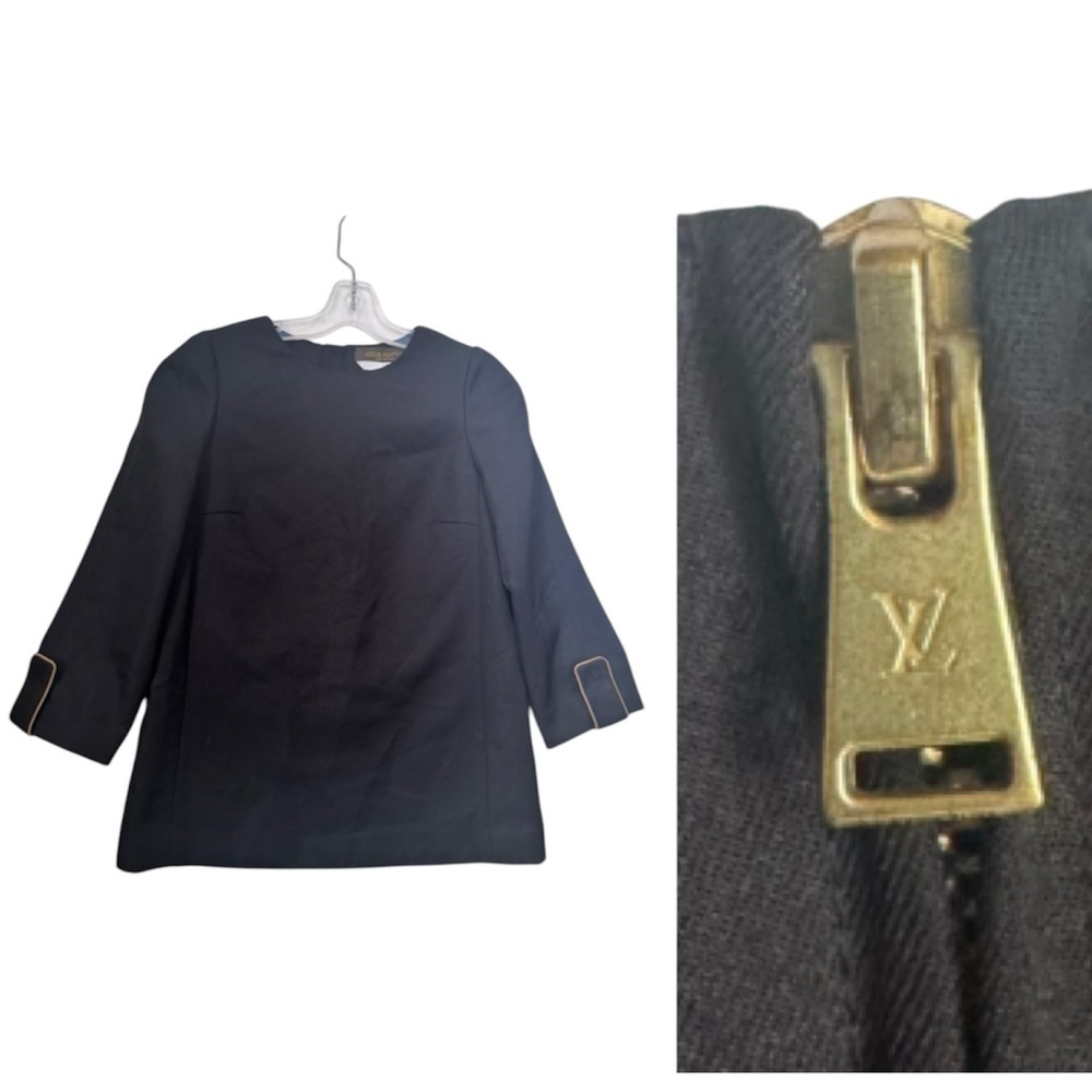Louis Vuitton LV Monogram Logo Zip Tunic Top Uniform Shirt Crew Minimal Preppy S